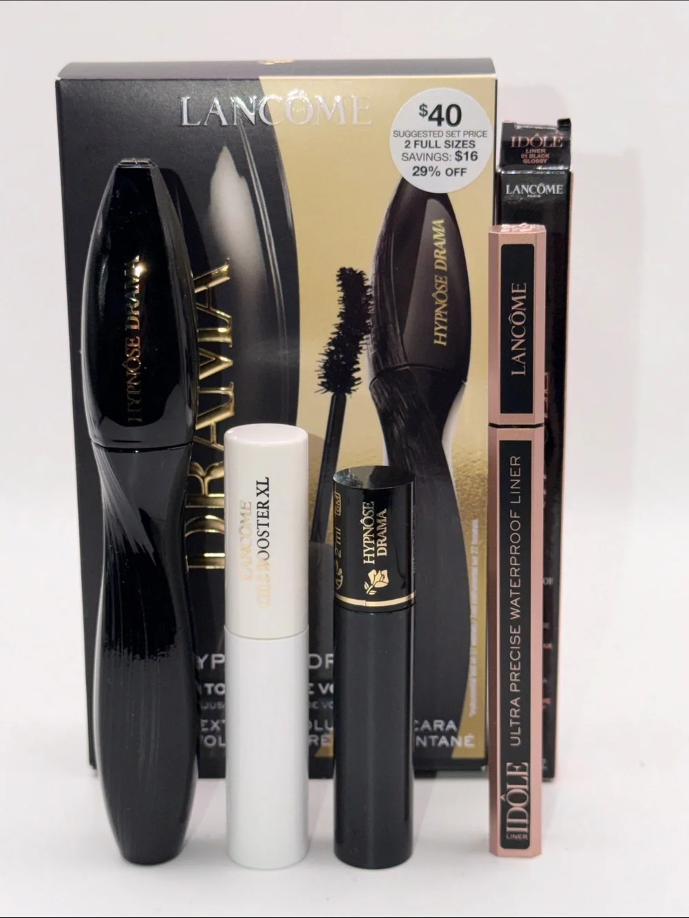 Lancôme Hypnôse Drama Mascara Set+Idôle Liner Bundle 4 Items Total $65 Value NIB